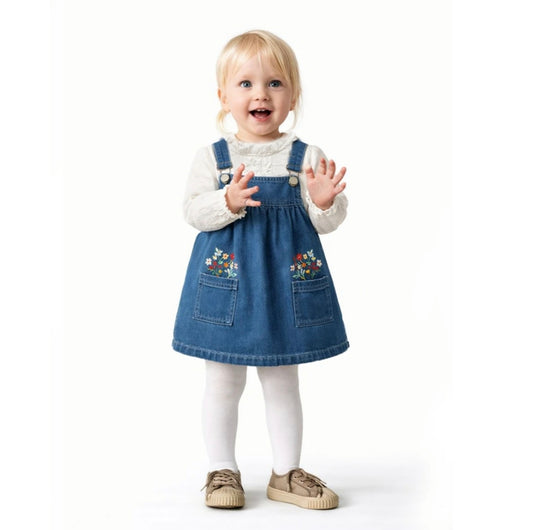 Flower Embroidery Dress (2pcs)