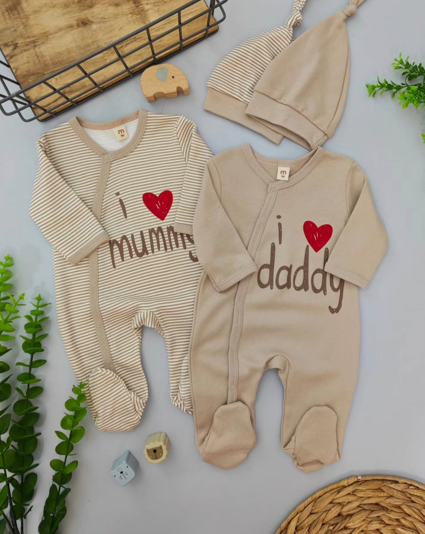 I Love Mummy/Daddy Overalls Set (4pcs)