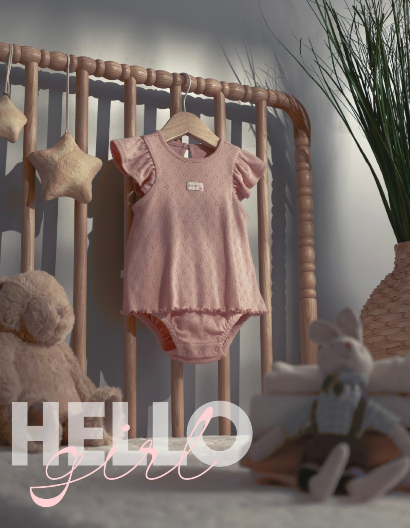 Pointelle Heart Ruffled Cotton Bodysuit