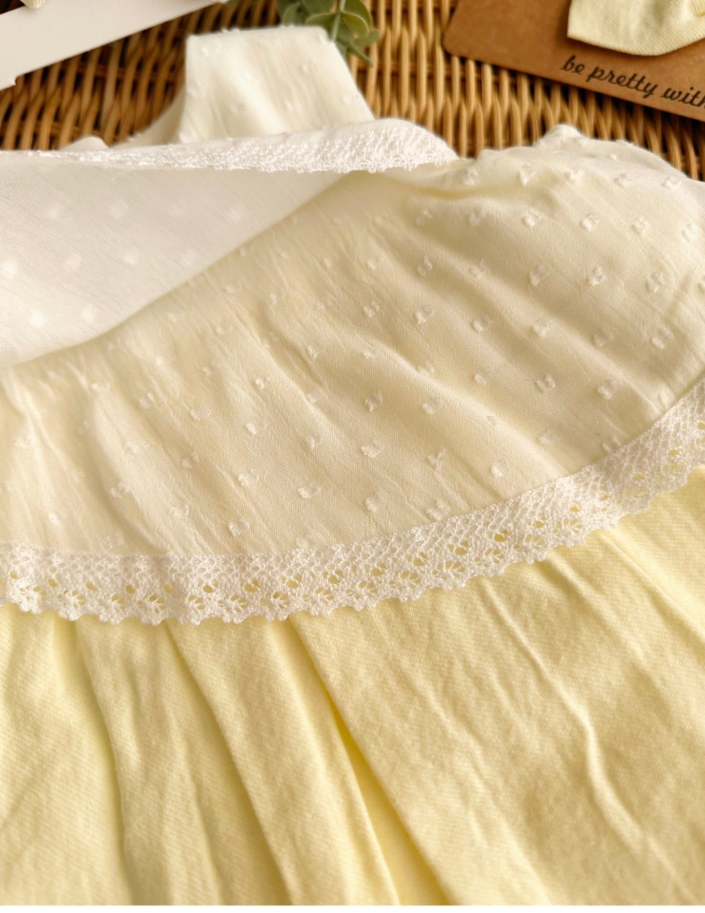 Buttercream Swiss Dot Cold-Shoulder Dress