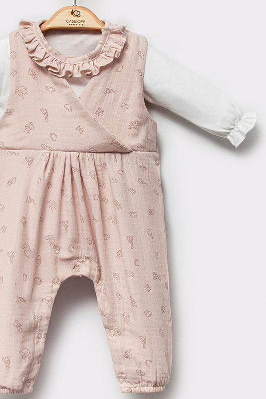 Ruffled Patterned Overall (2pcs)