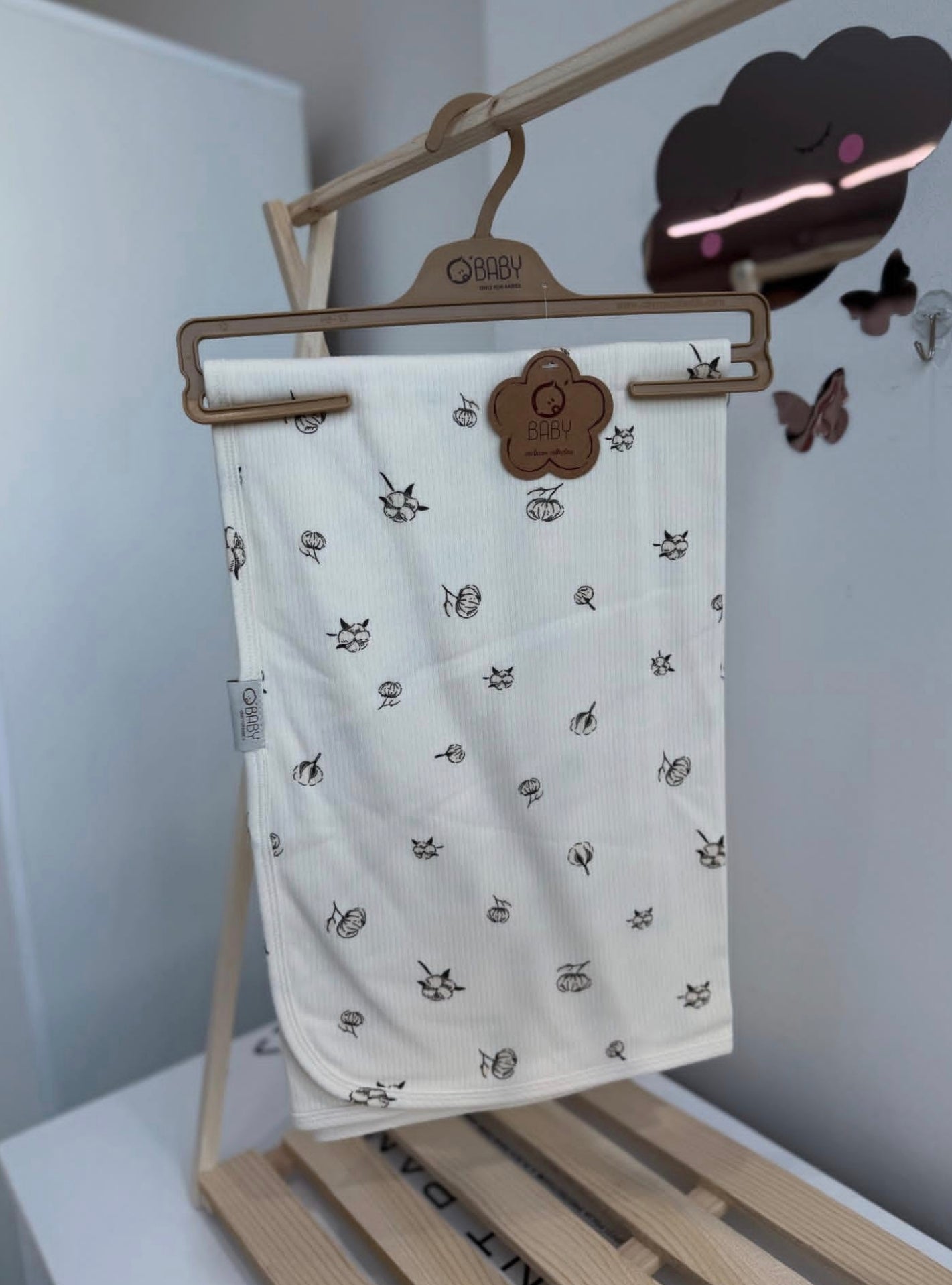 Cotton Flower Ribbed Blanket