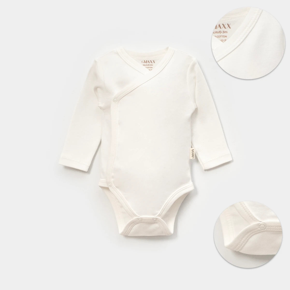 Side-Snap Cotton Wrap Bodysuit