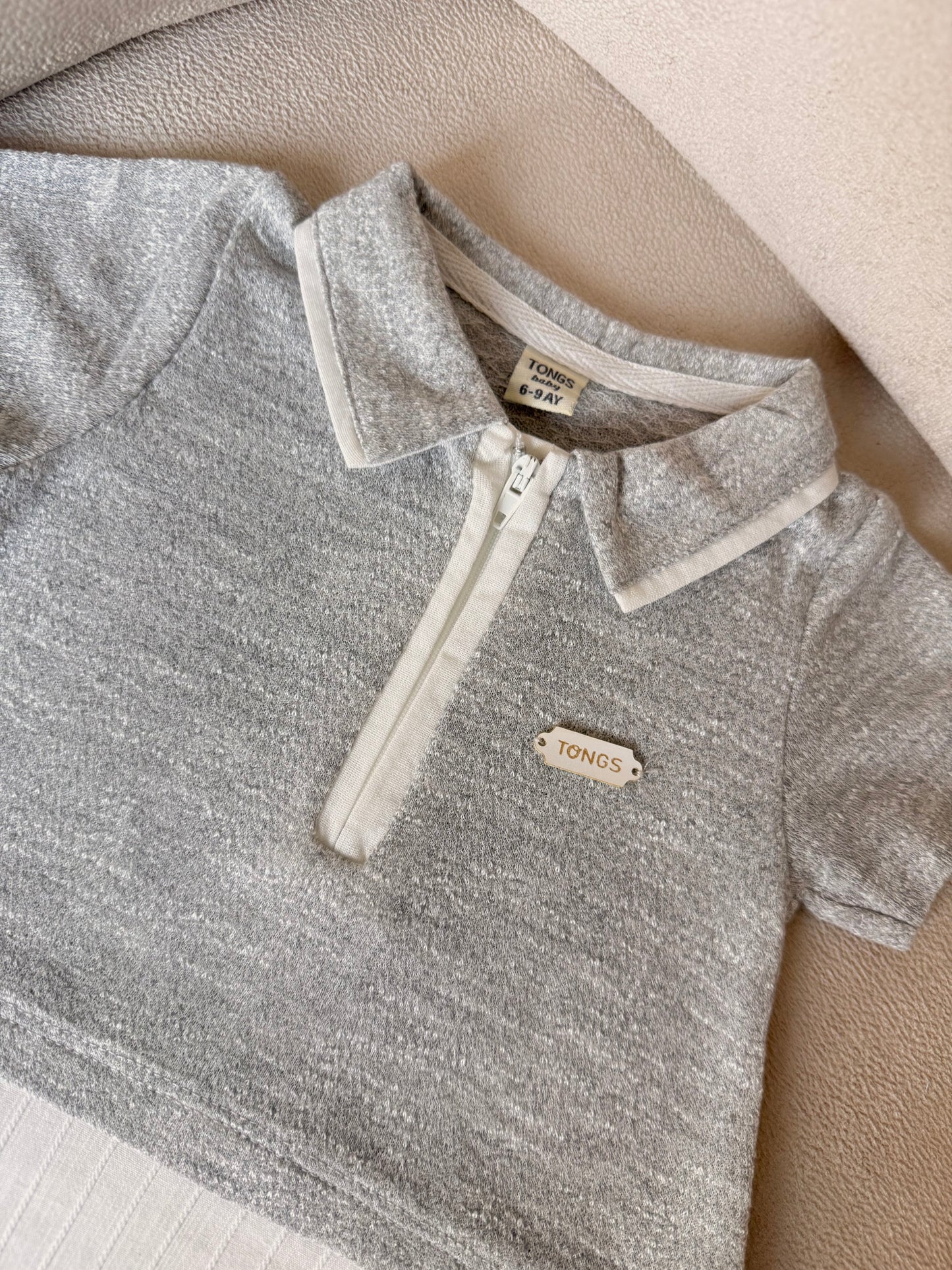 Two-Tone Polo Knit Romper
