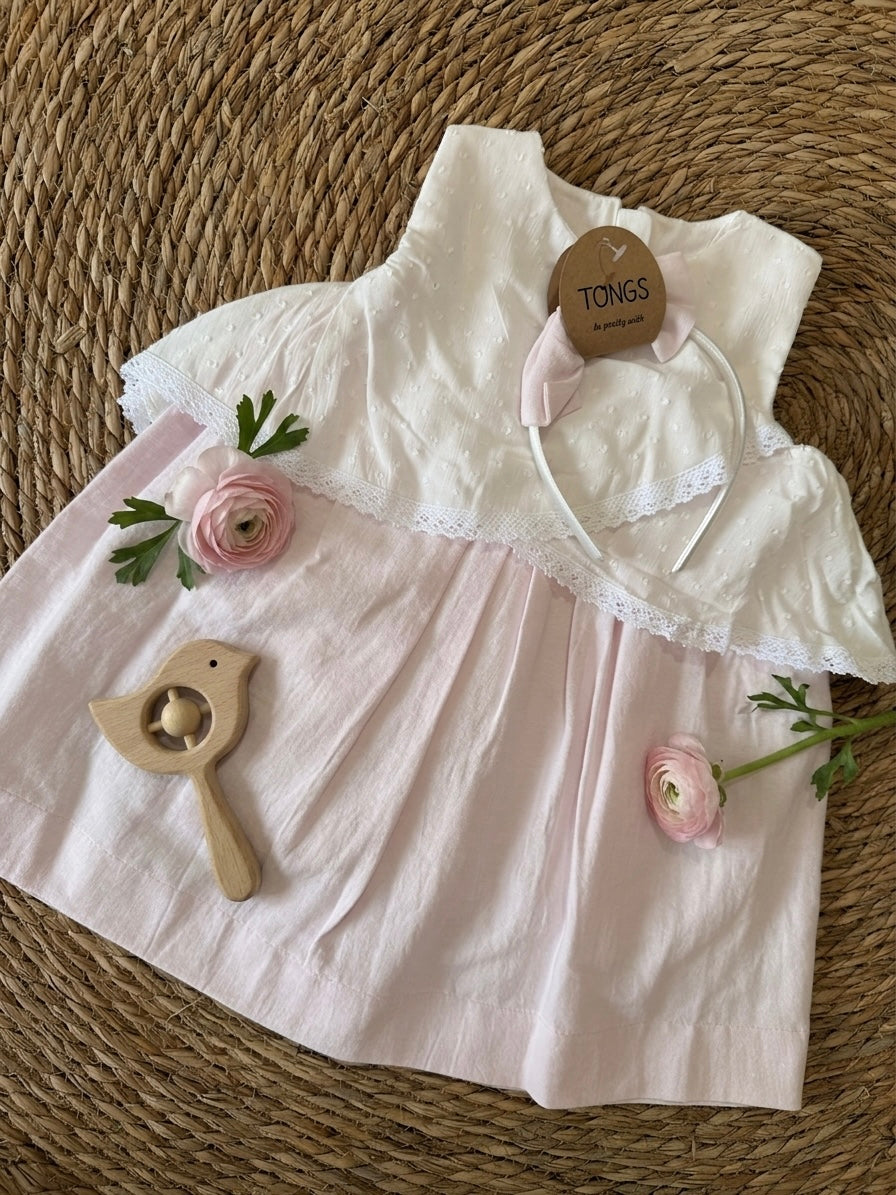 Blush Swiss Dot Cold-Shoulder Dress
