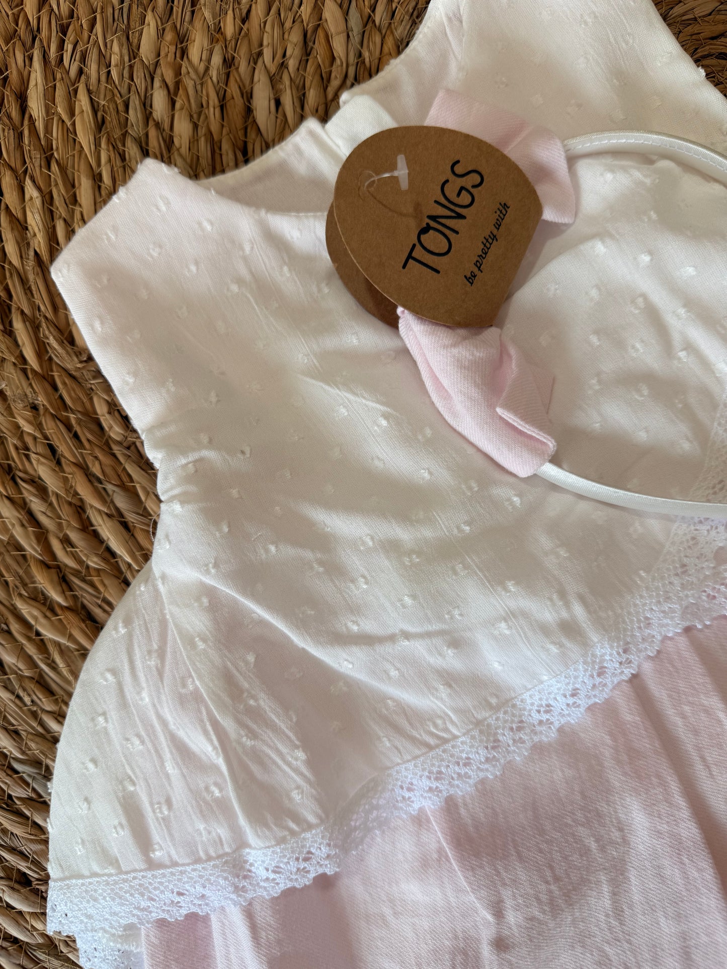 Blush Swiss Dot Cold-Shoulder Dress
