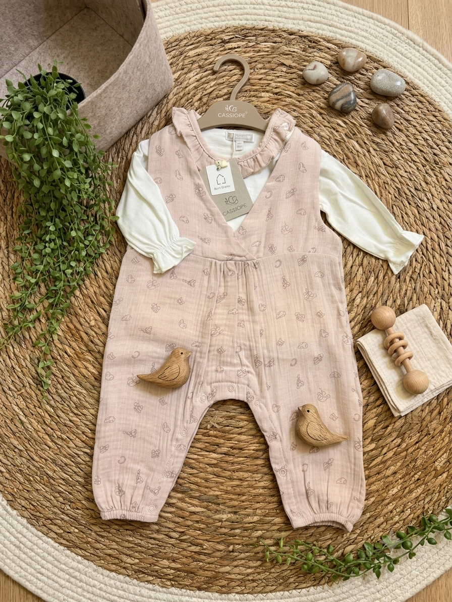 Ruffled Patterned Overall (2pcs)
