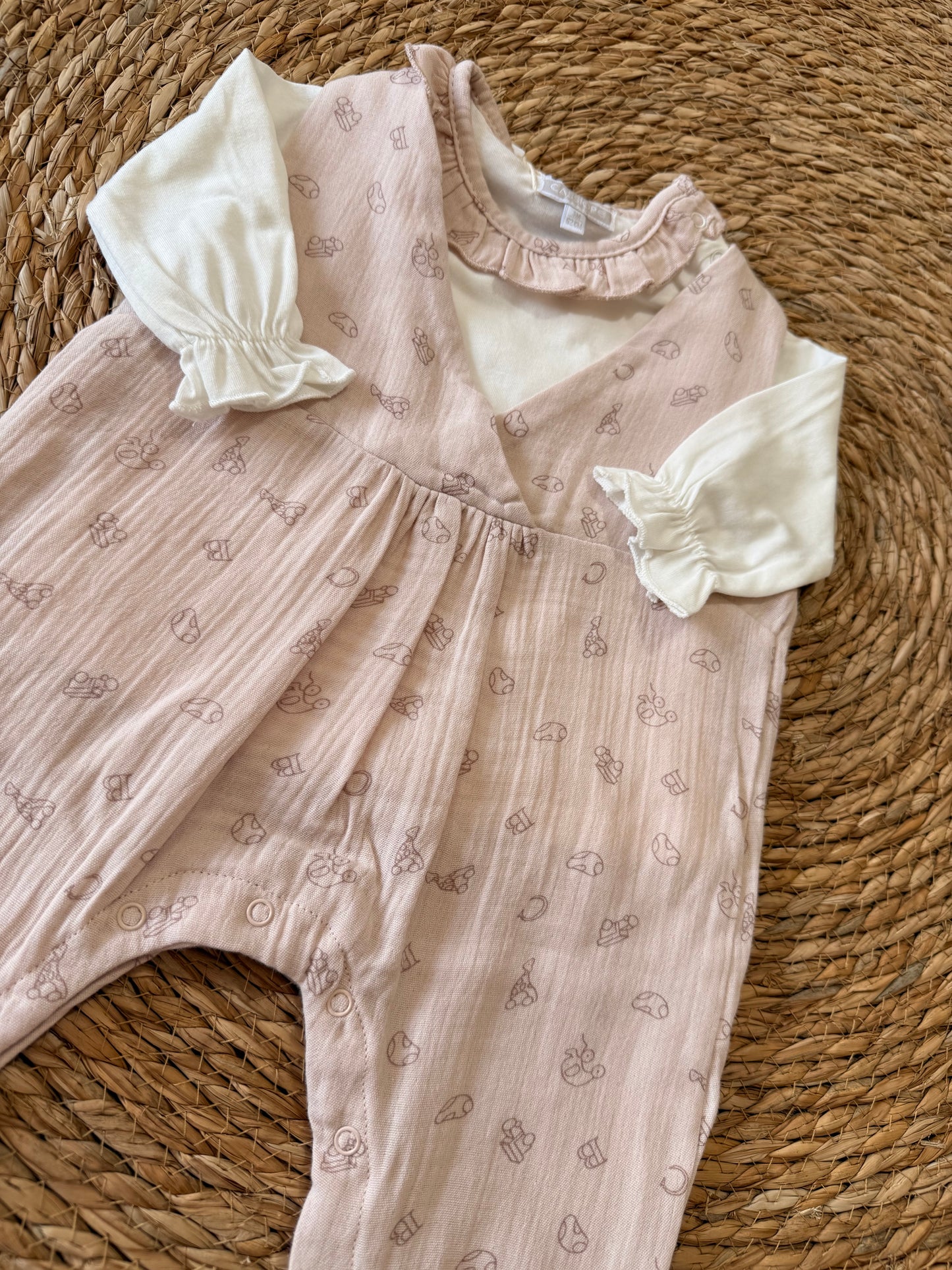 Ruffled Patterned Overall (2pcs)