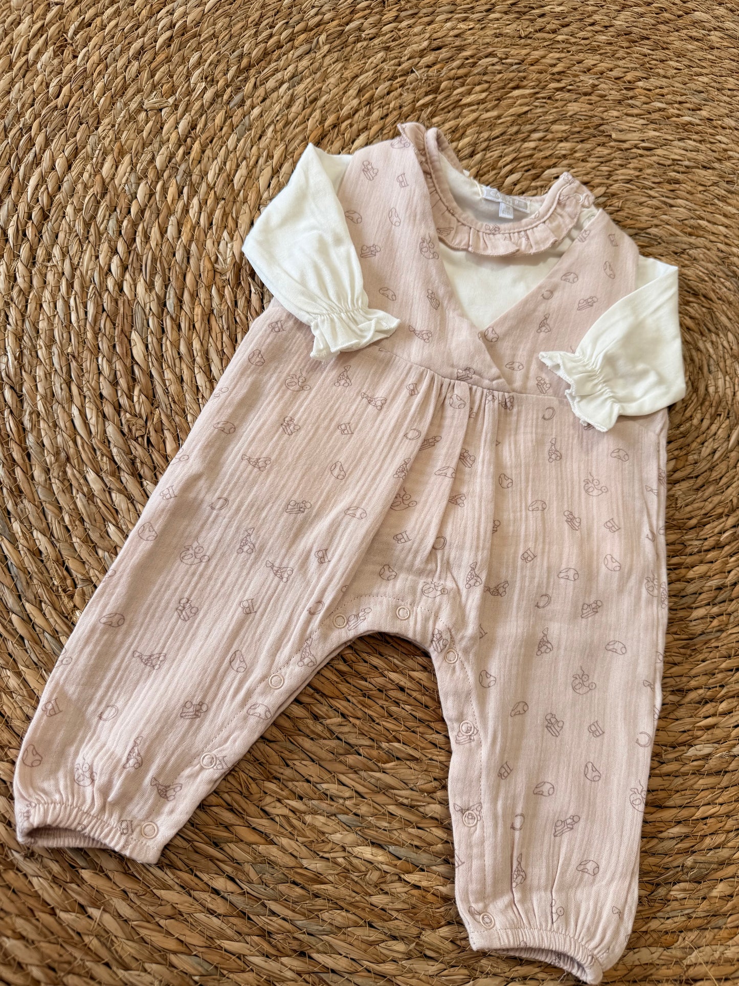 Ruffled Patterned Overall (2pcs)