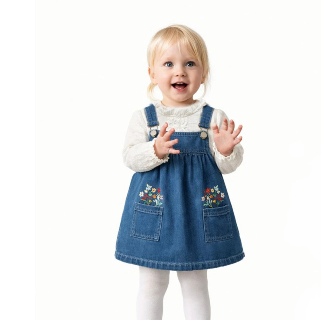 Flower Embroidery Dress (2pcs)