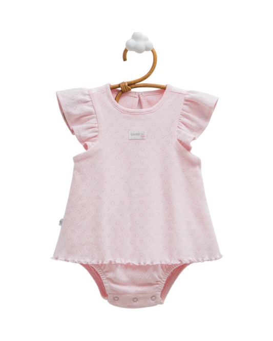 Pointelle Heart Ruffled Cotton Bodysuit