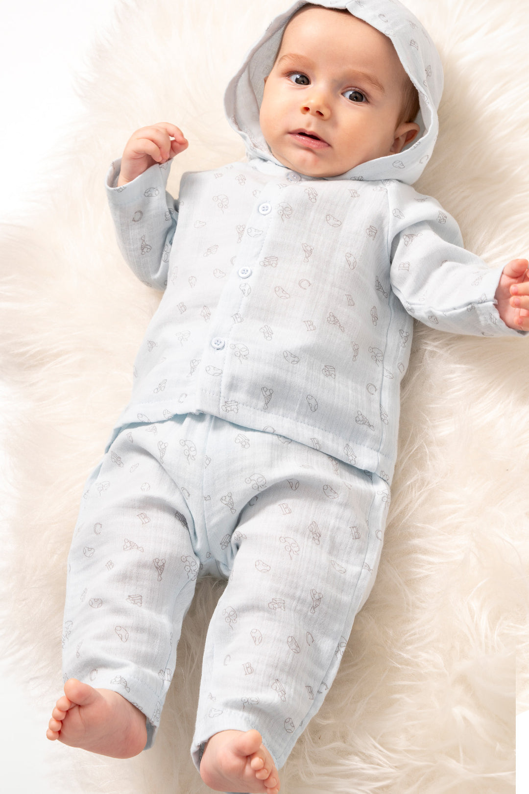 Cars Patterned Hooded Set
