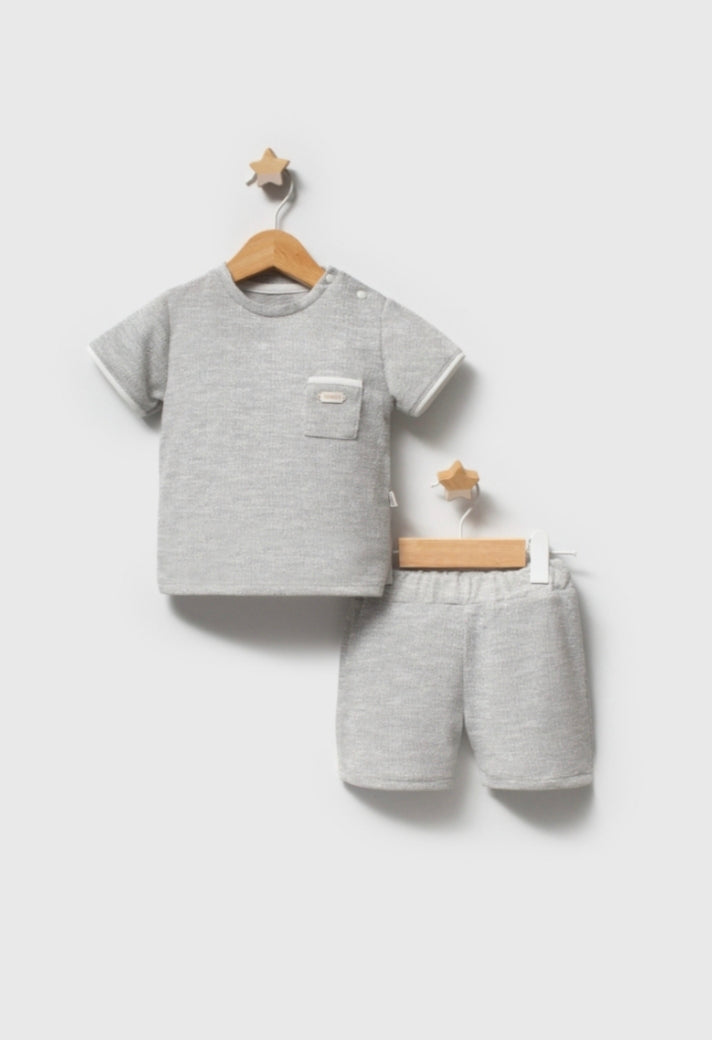Marled Knit Tee & Shorts Set