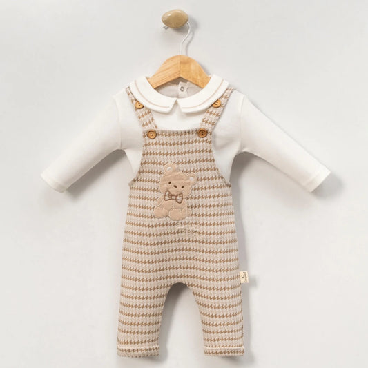 Textured Bear Overall Set