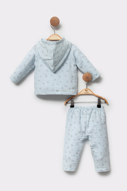 Cars Patterned Hooded Set