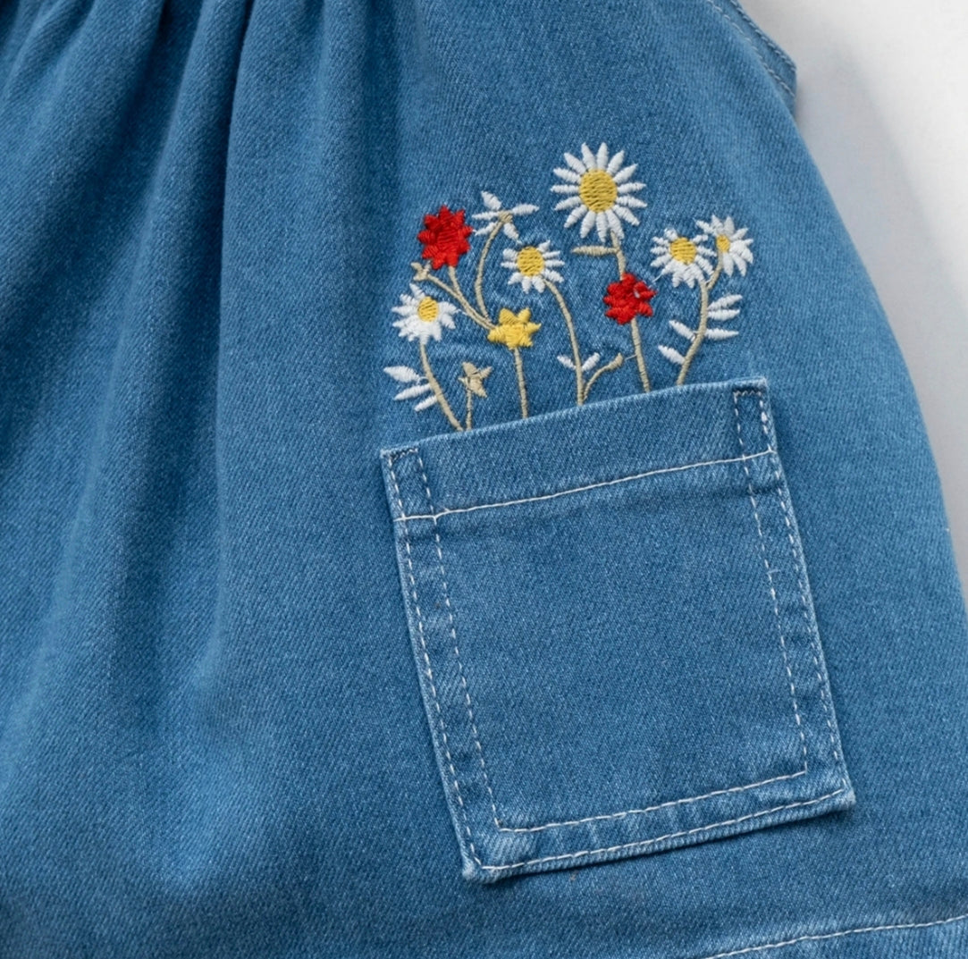 Flower Embroidery Dress (2pcs)
