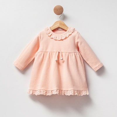 Peachy Pink Lace Collar Dress