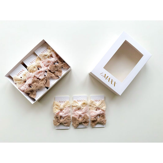 Neutral Crochet Hair Bow Set