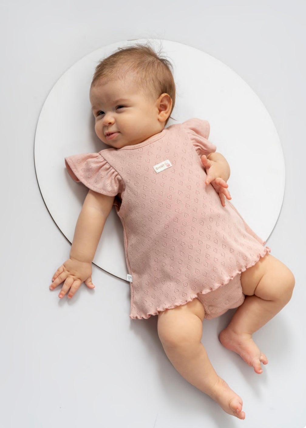 Pointelle Heart Ruffled Cotton Bodysuit