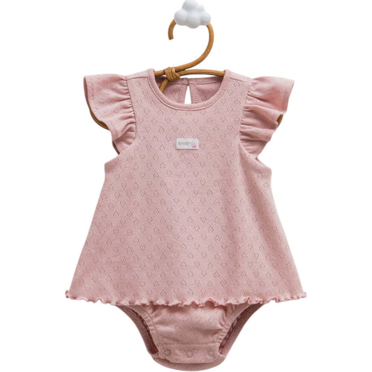 Pointelle Heart Ruffled Cotton Bodysuit
