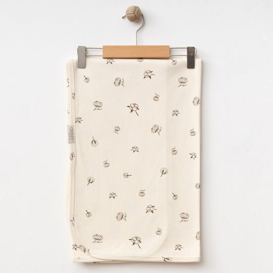 Cotton Flower Ribbed Blanket