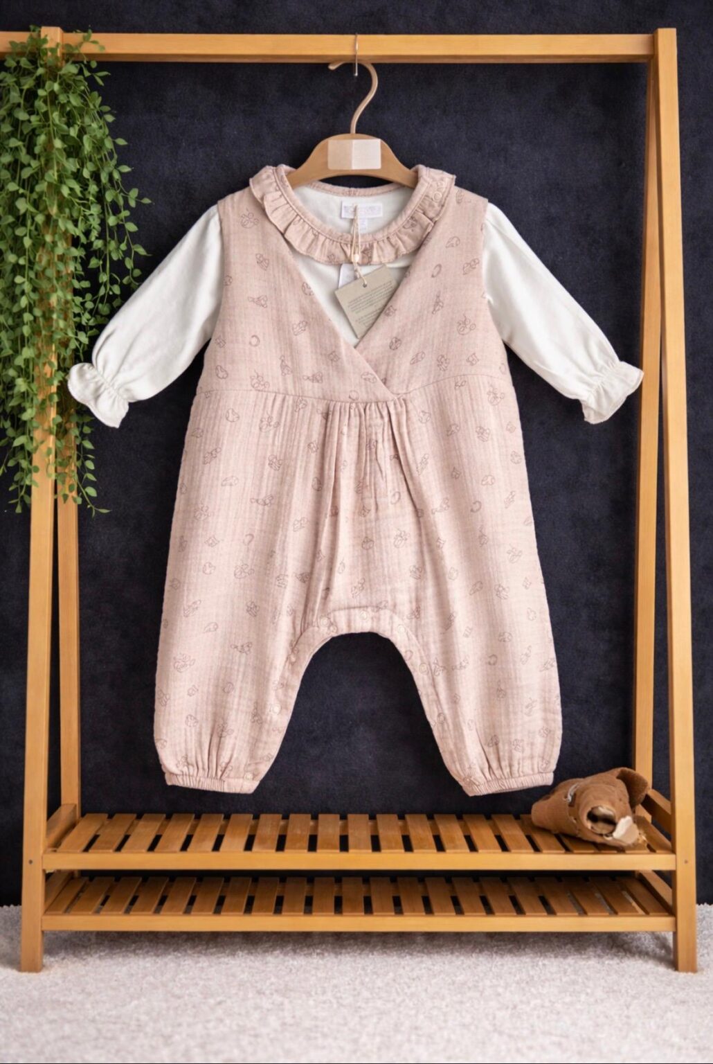 Ruffled Patterned Overall (2pcs)