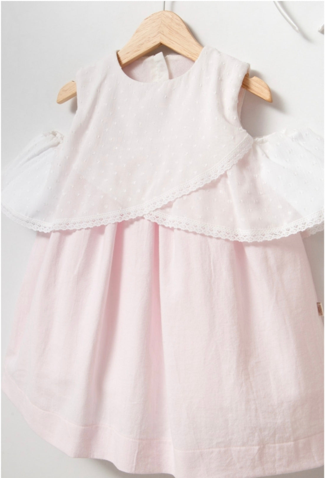Blush Swiss Dot Cold-Shoulder Dress