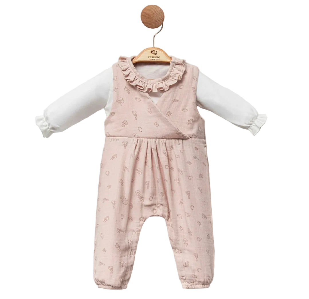 Ruffled Patterned Overall (2pcs)