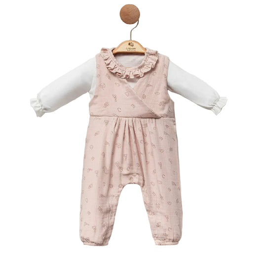 Ruffled Patterned Overall (2pcs)