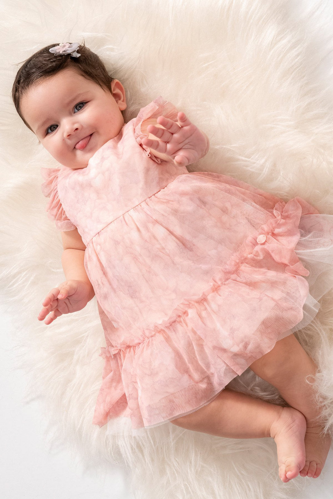 Floral Tulle Ruffled Dress