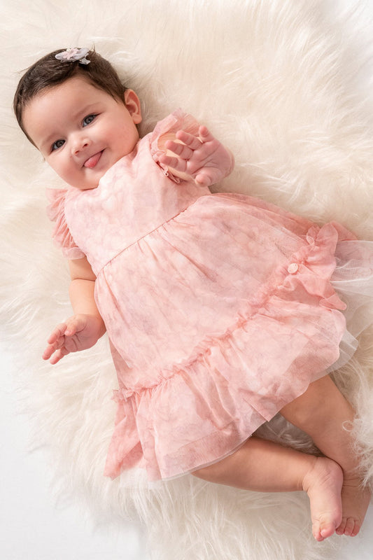 Floral Tulle Ruffled Dress