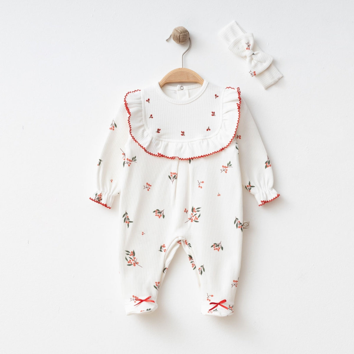Cherry Blossom Ruffled Overall Set