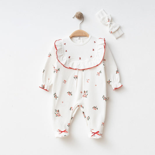 Cherry Blossom Ruffled Overall Set