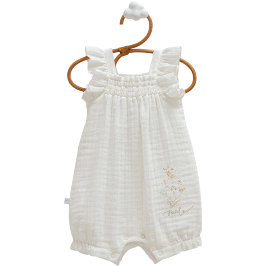 Embroidered Muslin Ruffled Romper