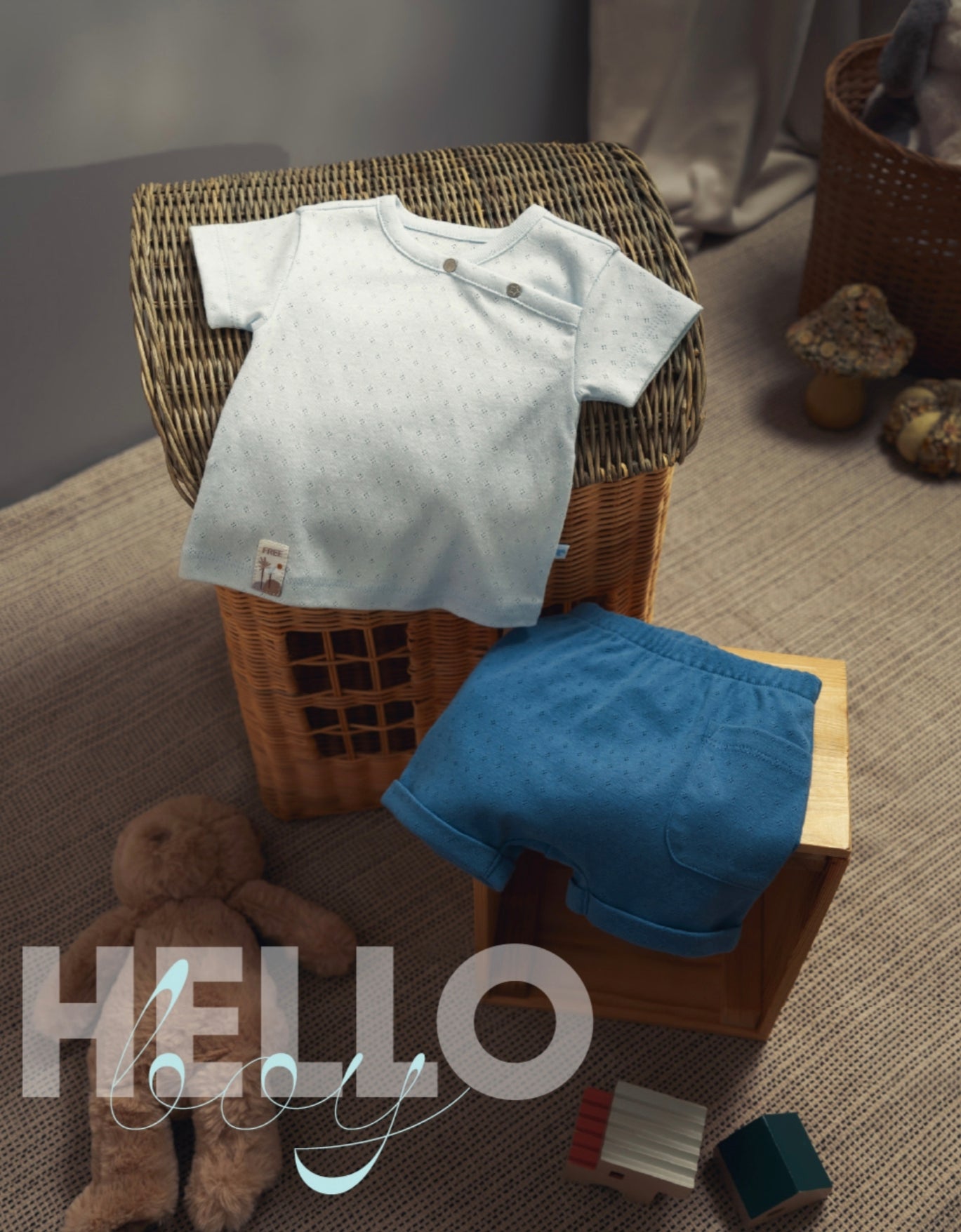 Pointelle Asymmetric Tee & Pocket Shorts Set