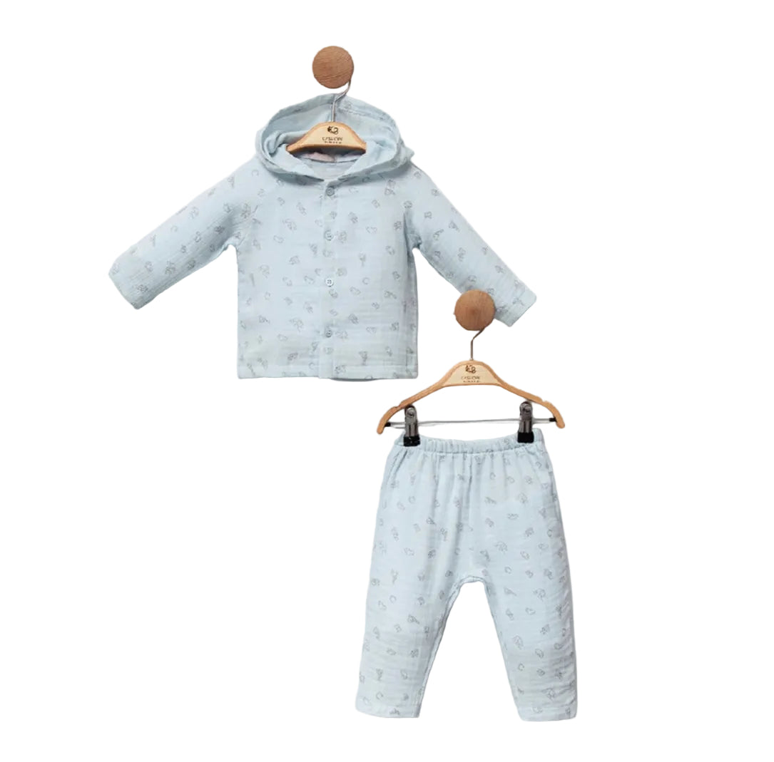 Cars Patterned Hooded Set
