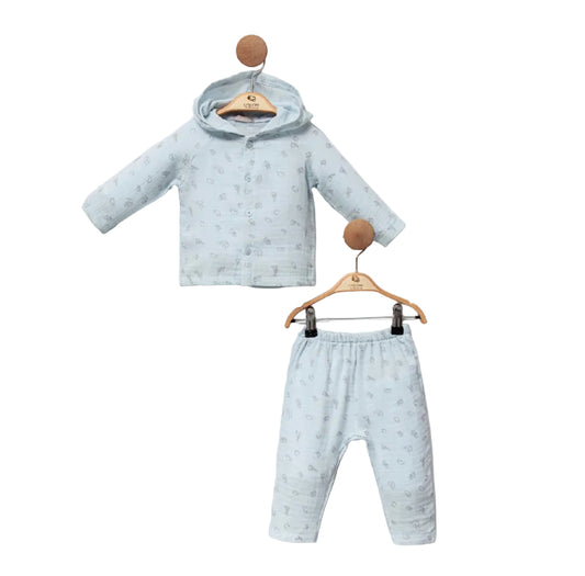 Cars Patterned Hooded Set
