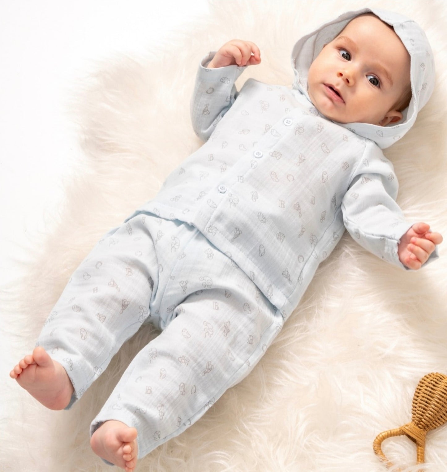 Cars Patterned Hooded Set
