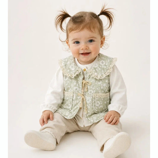 Little Petal Lace-Trim Vest Set (3pcs)