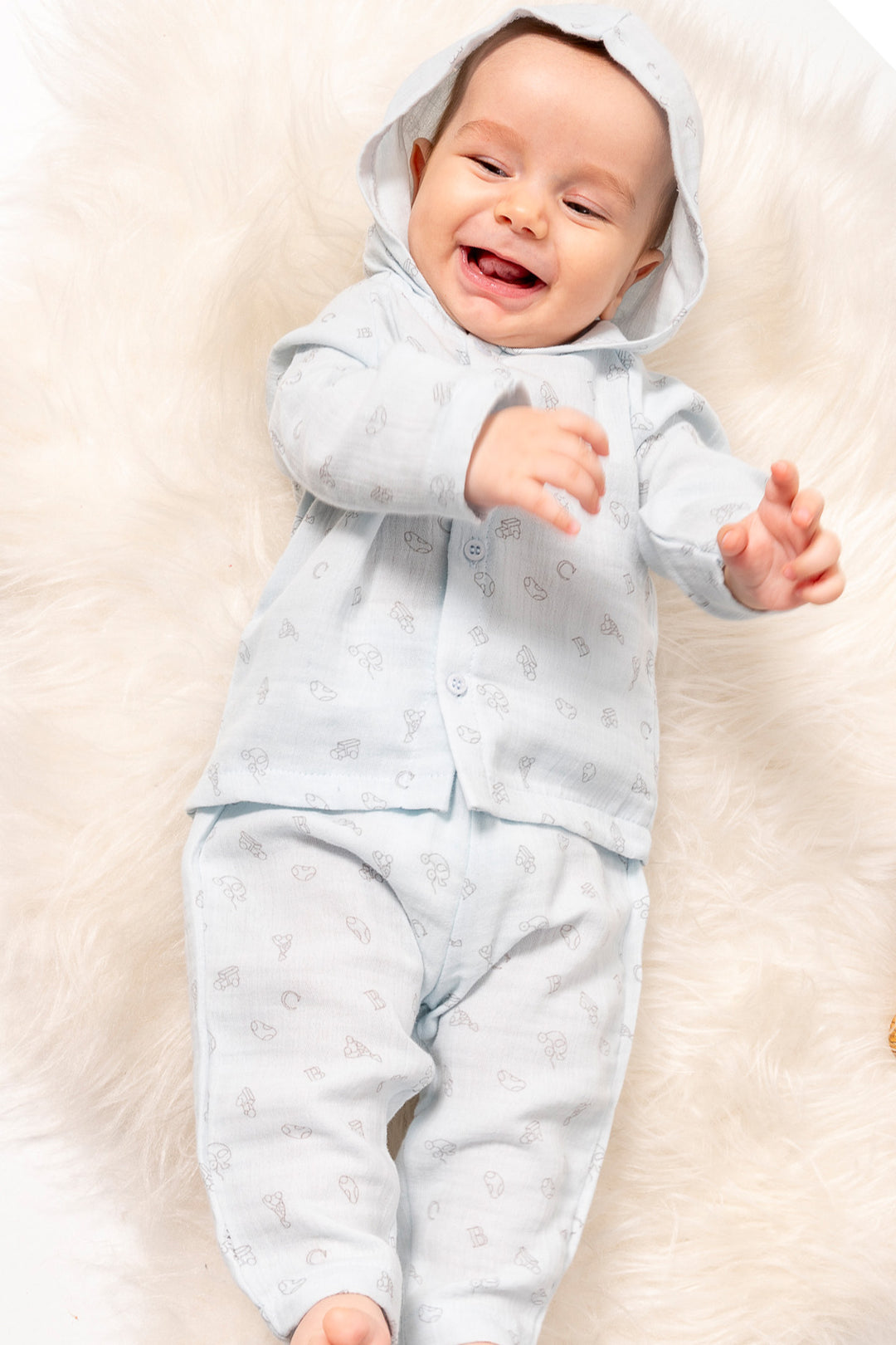 Cars Patterned Hooded Set